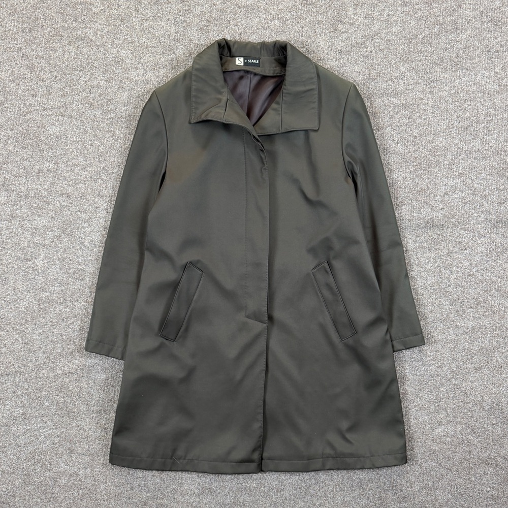 Vintage S by Searle Green Mid Length Hidden Button Front Coat Women’s 8P Preppy